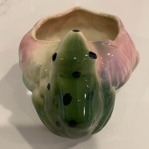 Vintage Unmarked McCoy Cute Frog Planter- 1940’s Lovely Pink & Greens- No chips!